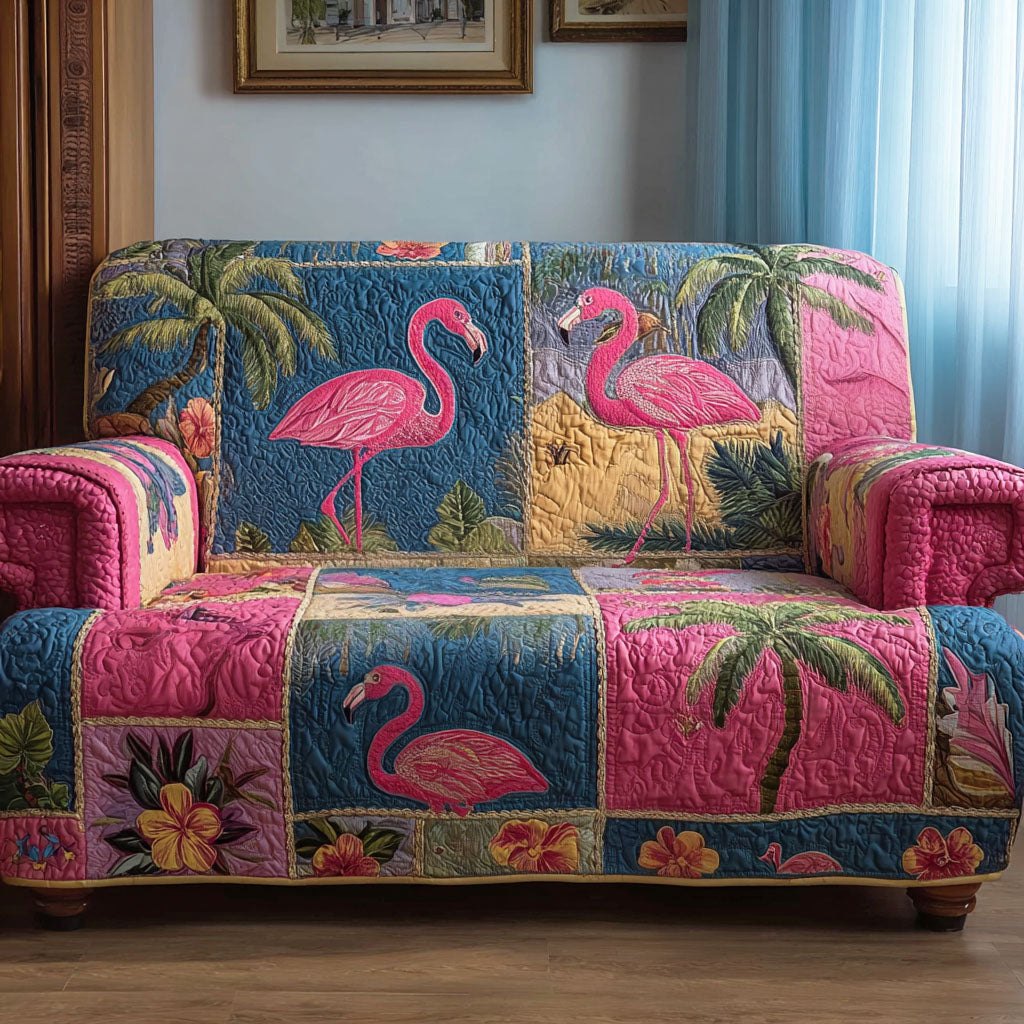Palm Flamingo Sofa Cover