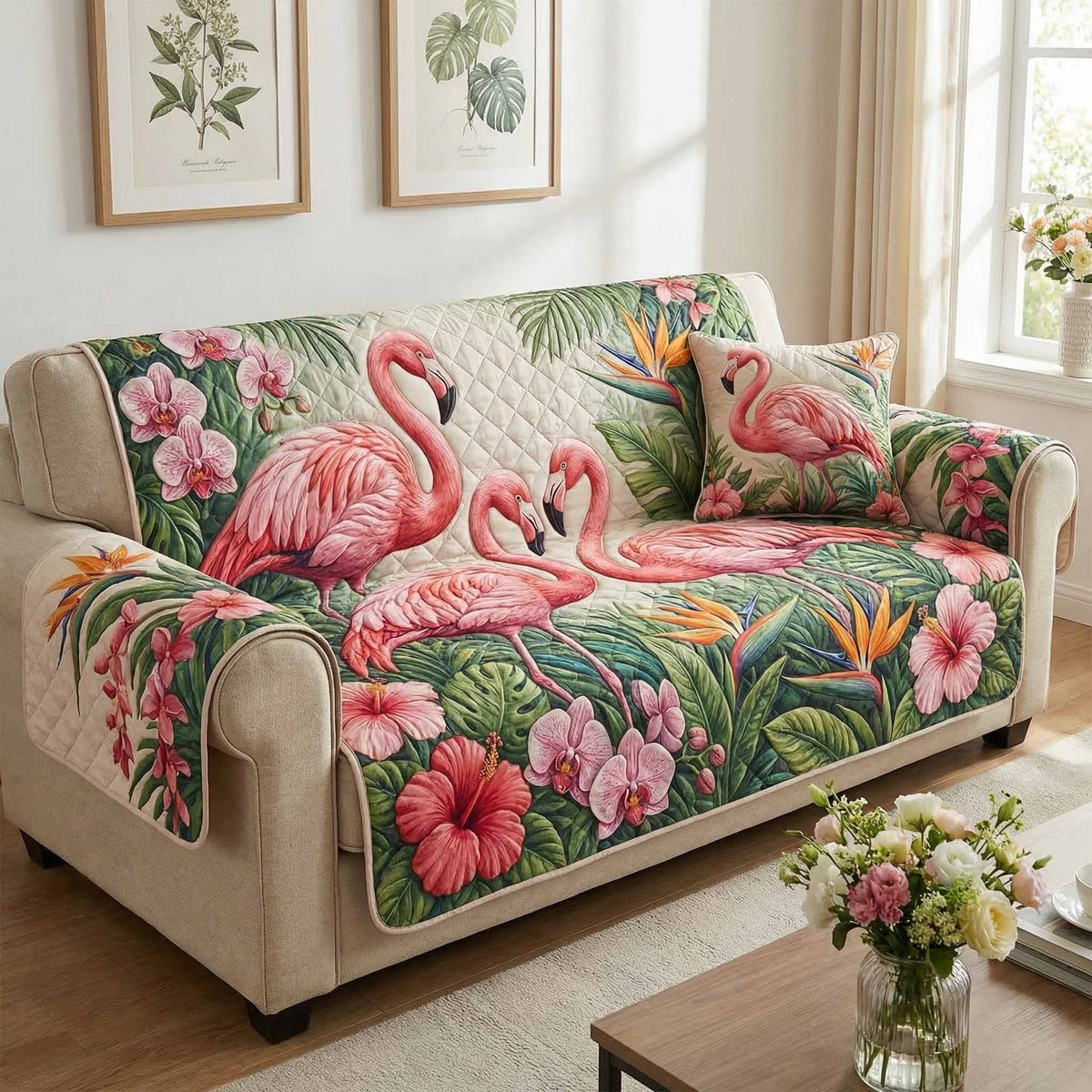 Palm Romance Sofa Cover