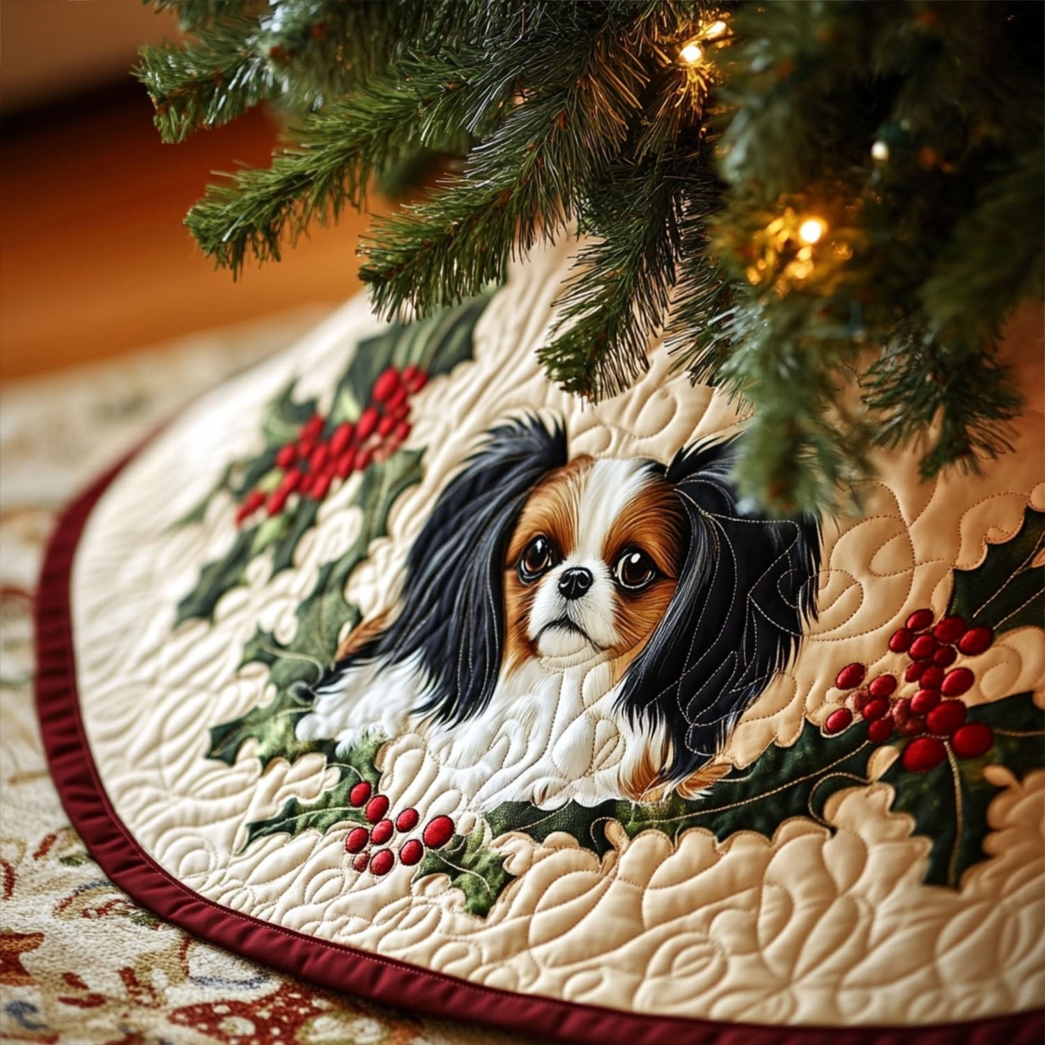 Papillon Fields of Joy Christmas Tree Skirt
