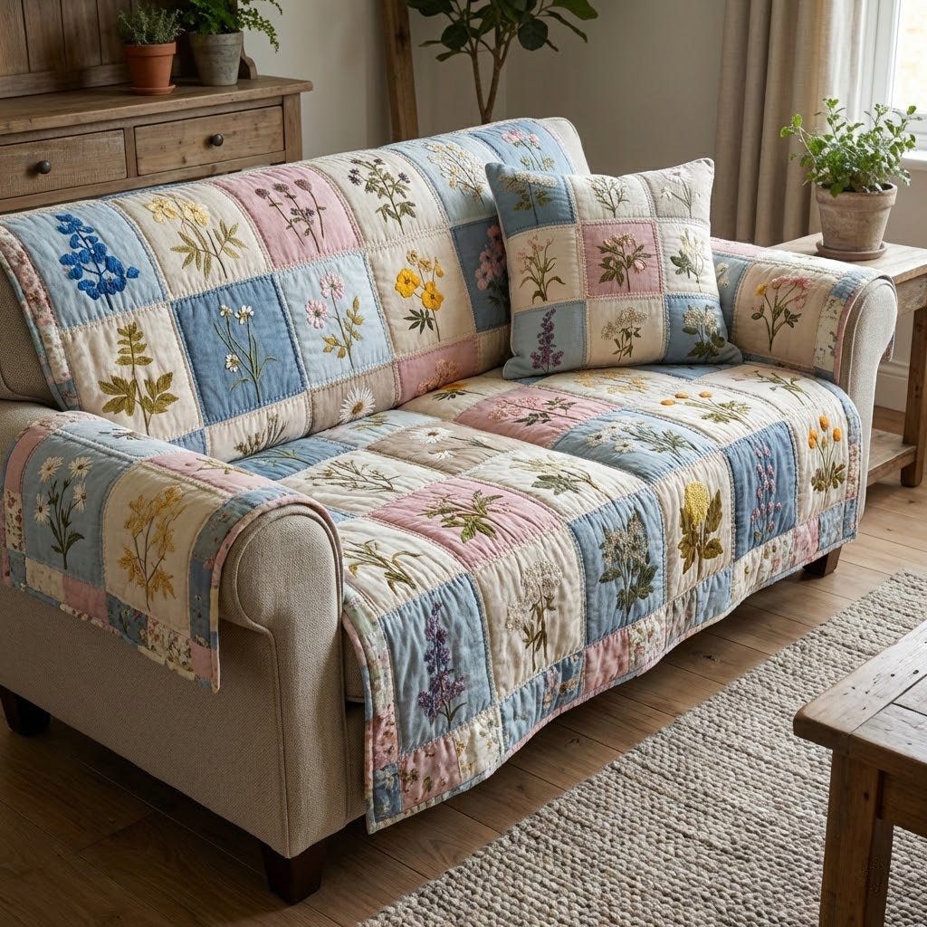 Pastel Botanica Sofa Cover