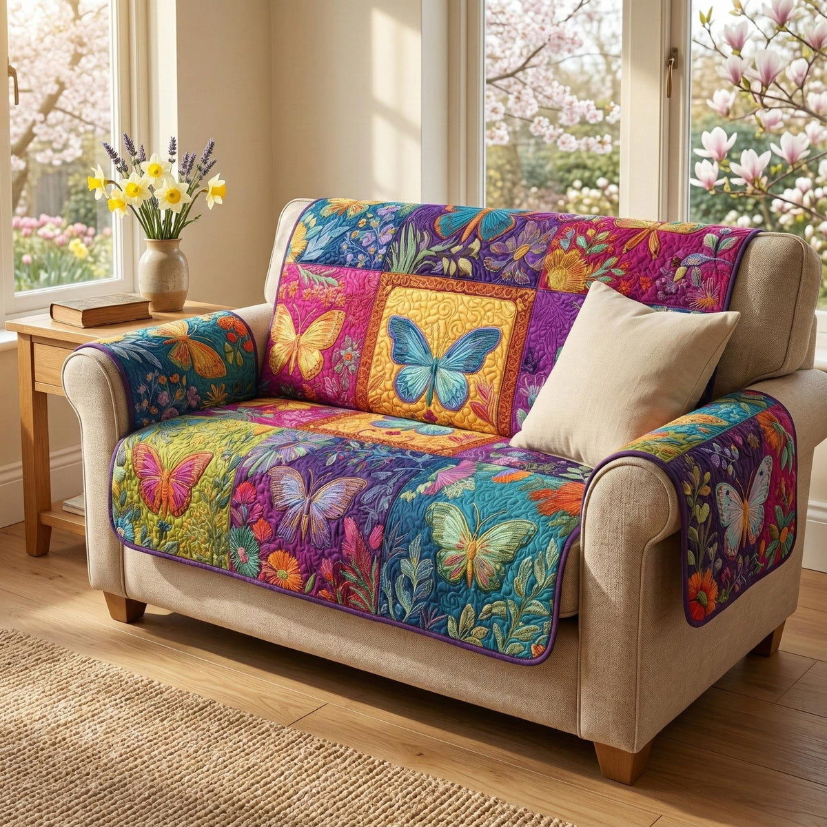 Pastel Butterflies Sofa Cover