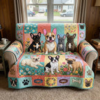 Pastel Frenchie Garden Sofa Cover