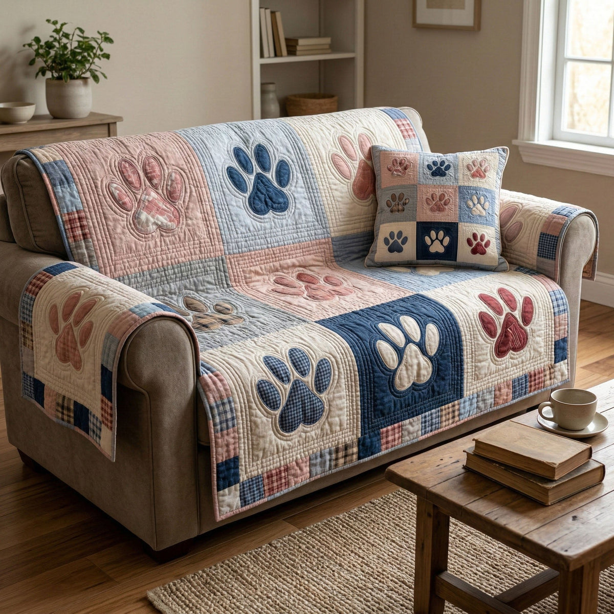 Pastel Paw Sofa Cover