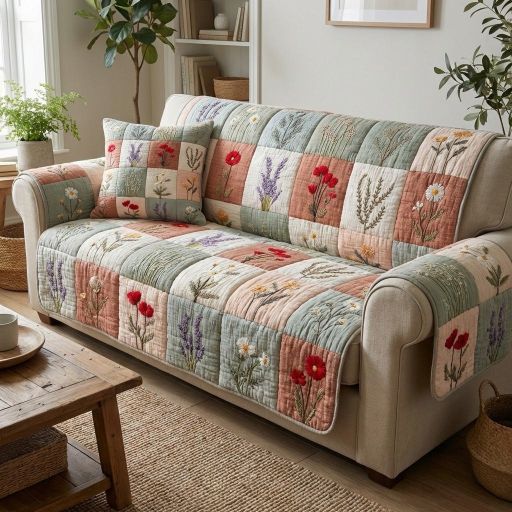 Pastel Petals Sofa Cover