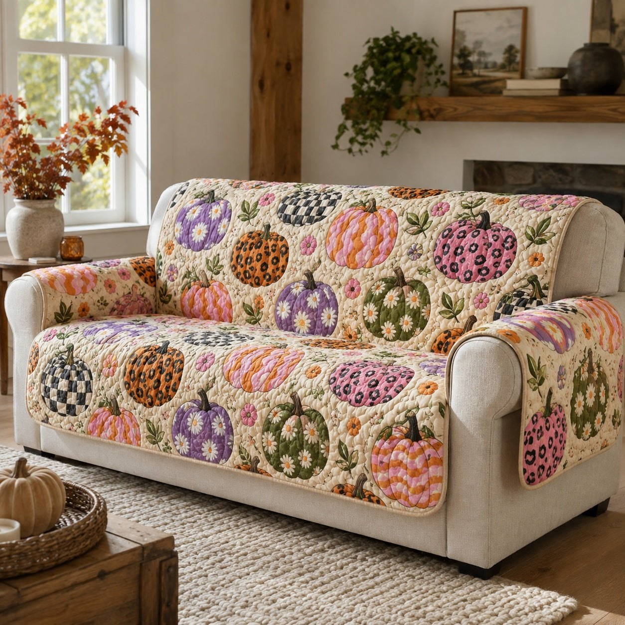 Pastel Pumpkins Sofa Cover