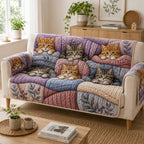 Pastel Purr Clouds Sofa Cover