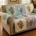 Pastel Tulips Sofa Cover