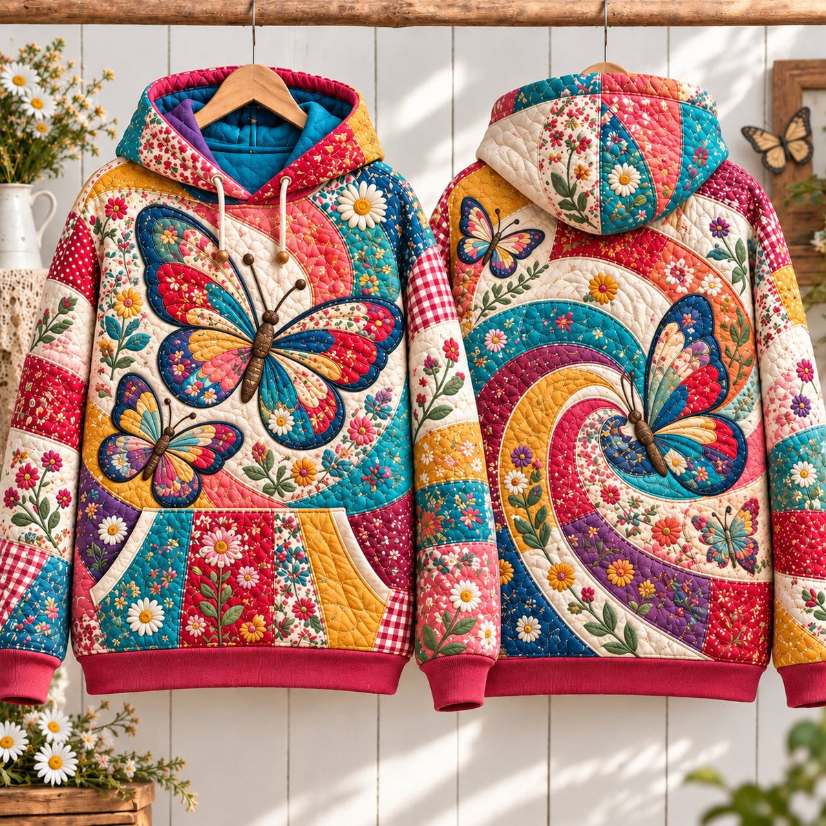 Patchwork Butterfly Mosaic hoodie, all-over print