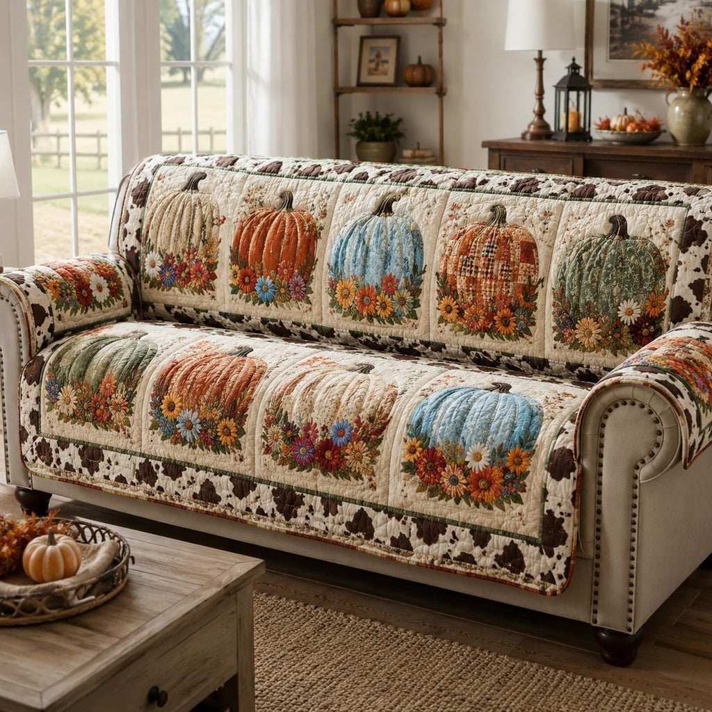 Patchwork Harvest Pumpkins Sofa Cover