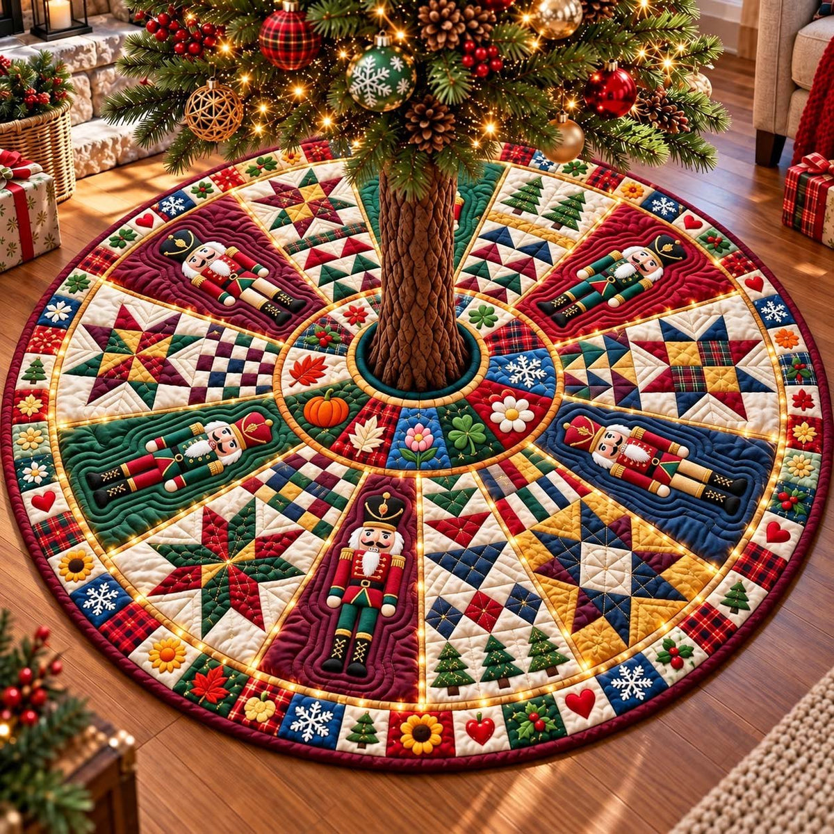Patchwork Nutcracker Noel Christmas Tree Skirt