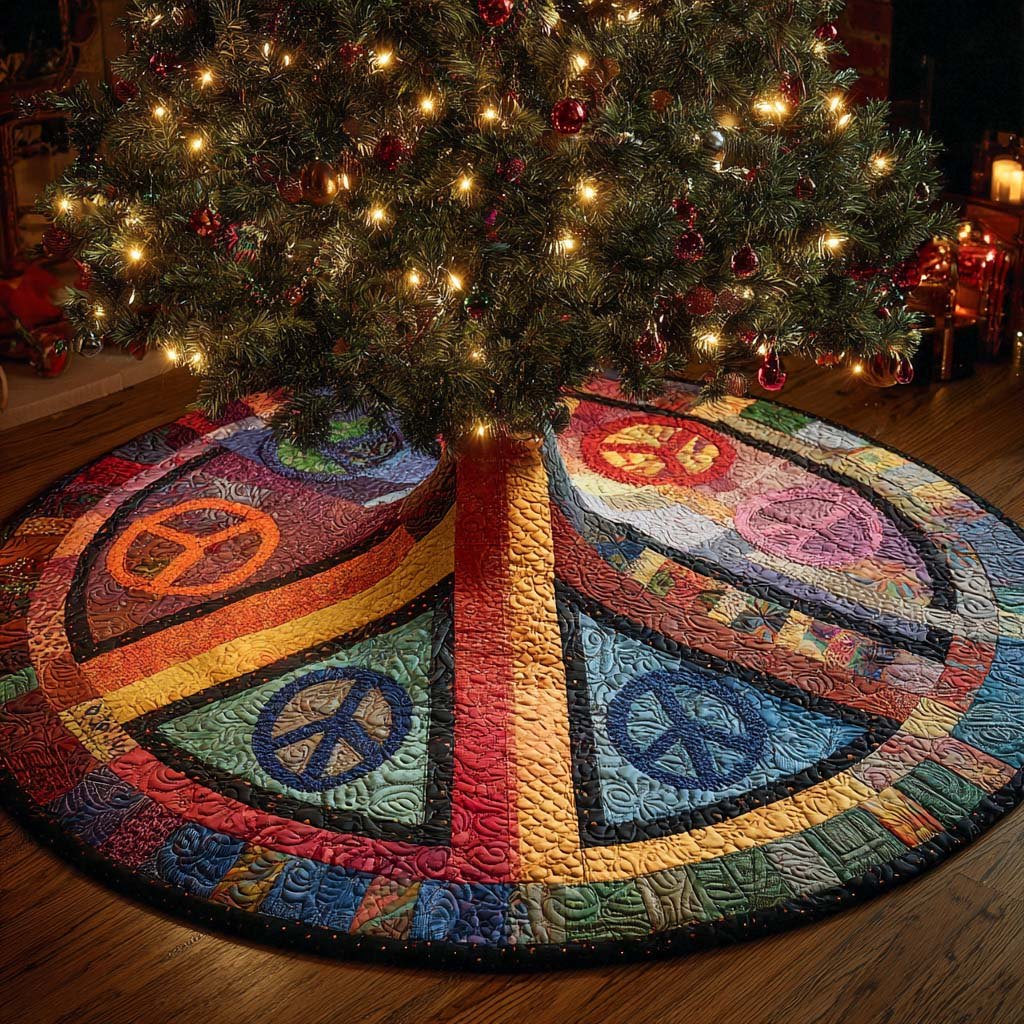 Patchwork Peace Dream Christmas Tree Skirt