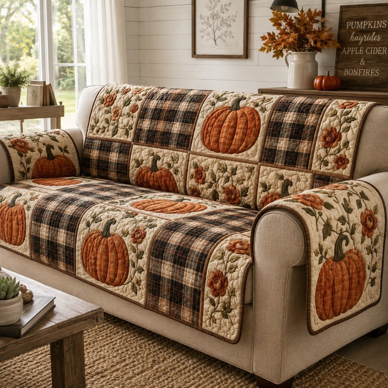 Patchwork Pumpkins Sofa Cover