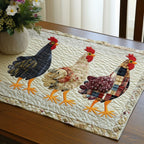 Rooster and Hens on Cream Table Runner