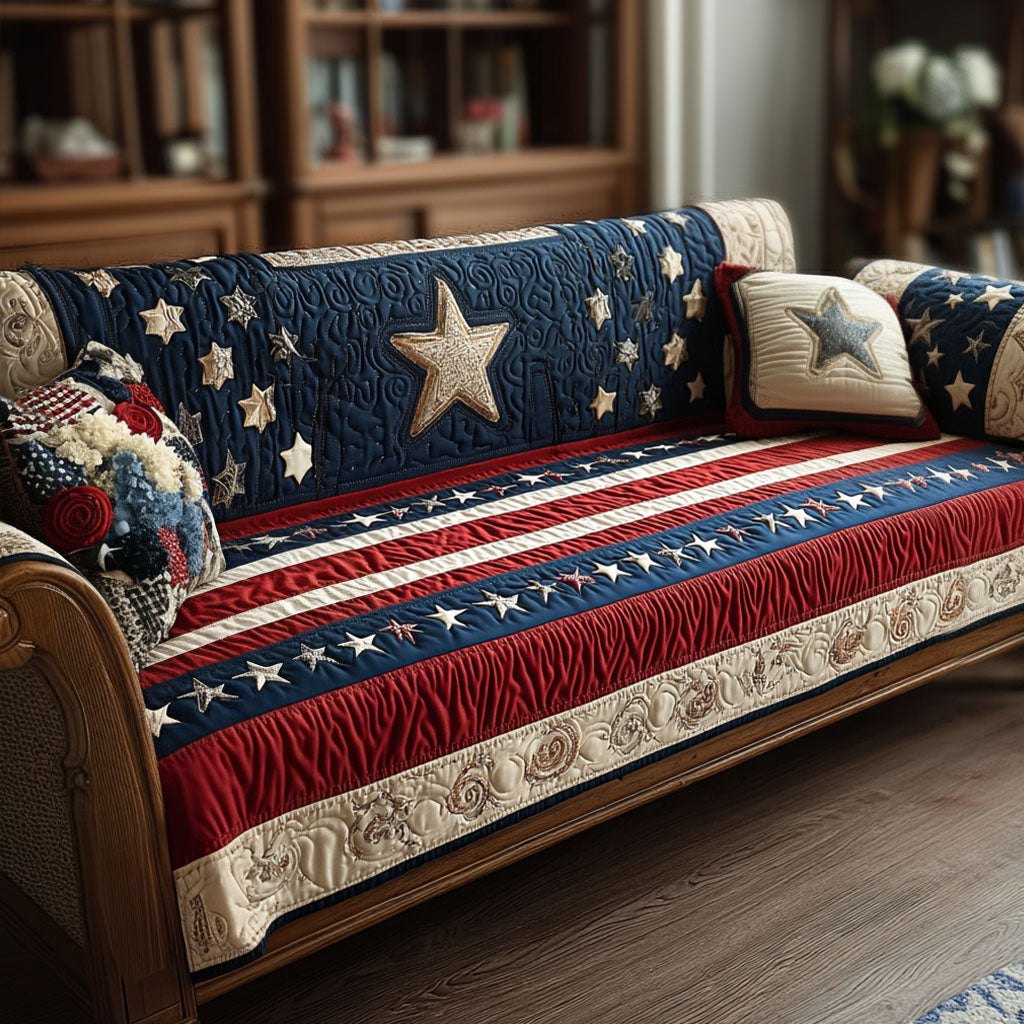 Stars Above the Red and White Stripes Sofa Cover
