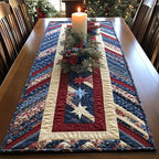 Patriotic Stripes with White Star Table Runner