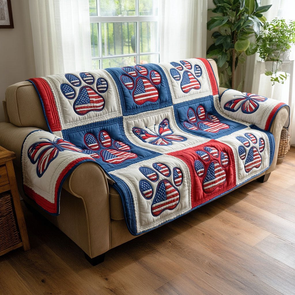 Butterflies and Flags in Patriotic Blocks Sofa Cover