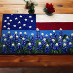 Bluebonnets Beneath the Texas Flag Table Runner