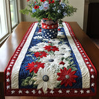 Red White and Blue Flowers Table Runner