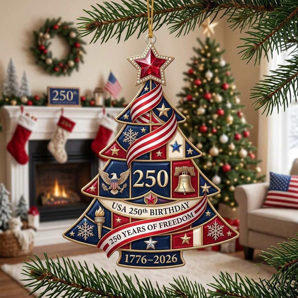 Patriotic Christmas Tree Christmas Ornament