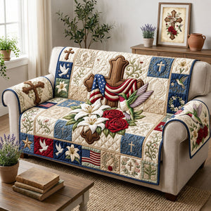 Patriotic Cross Hummingbird Sofa Cover - Made to Order
