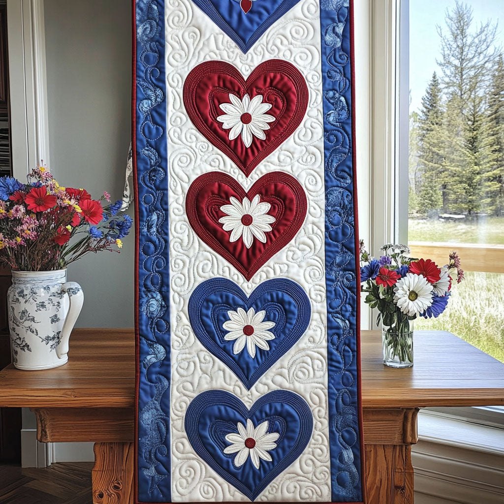 Patriotic Heartbeat Table Runner