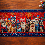 Row of Patriotic Dogs Table Runner