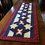 Navy and Cream Star Chain Table Runner