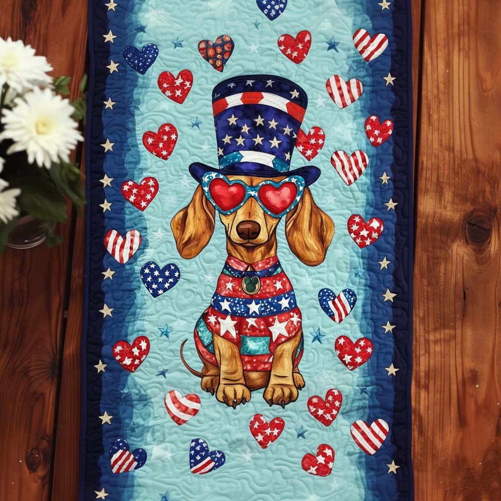 Patriotic Pup Love Table Runner