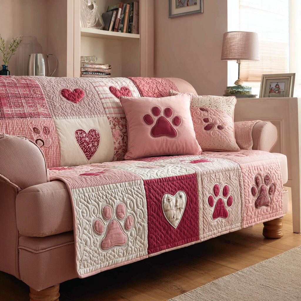 Paw Heartline Sofa Cover