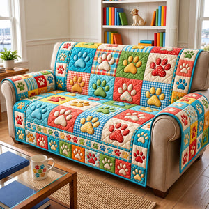 Bright Patchwork Paw Sofa Cover - Made to Order