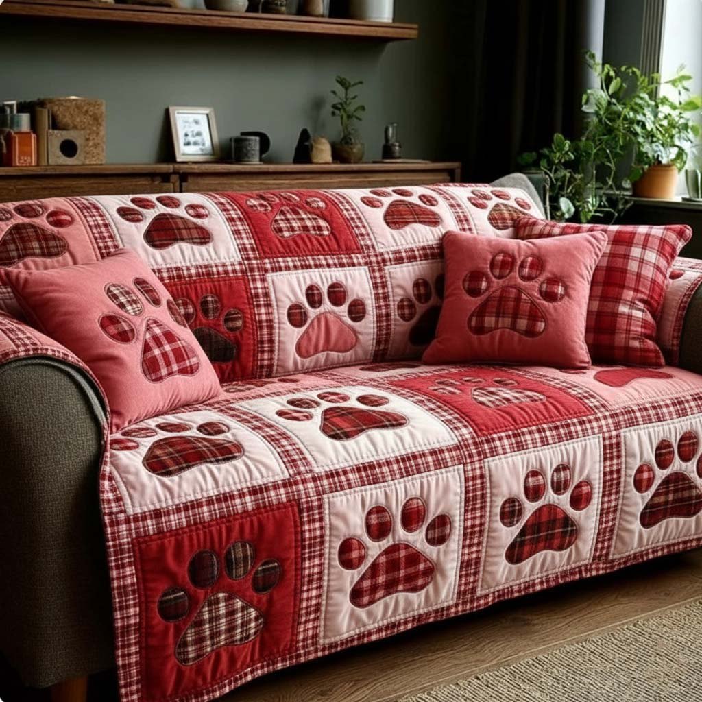 Pawprint Valentine Sofa Cover