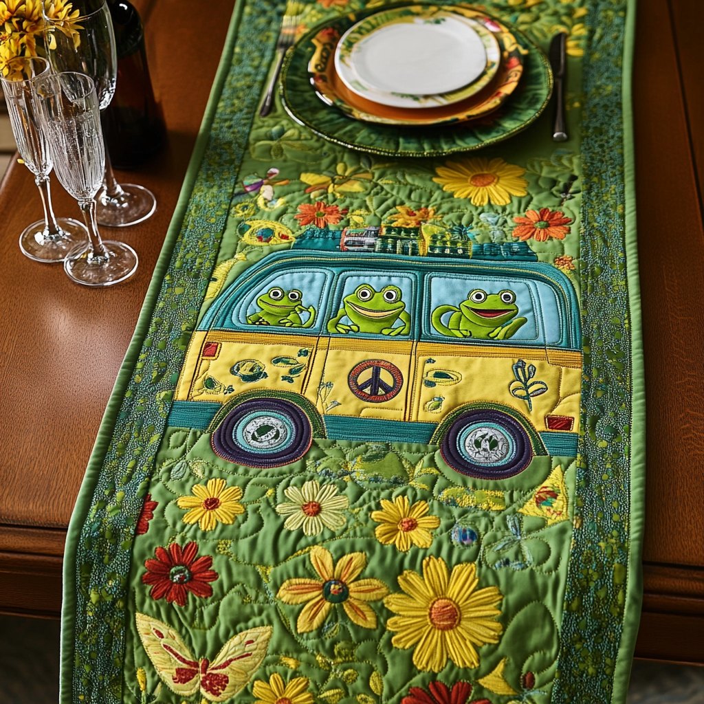Peace Frog Table Runner