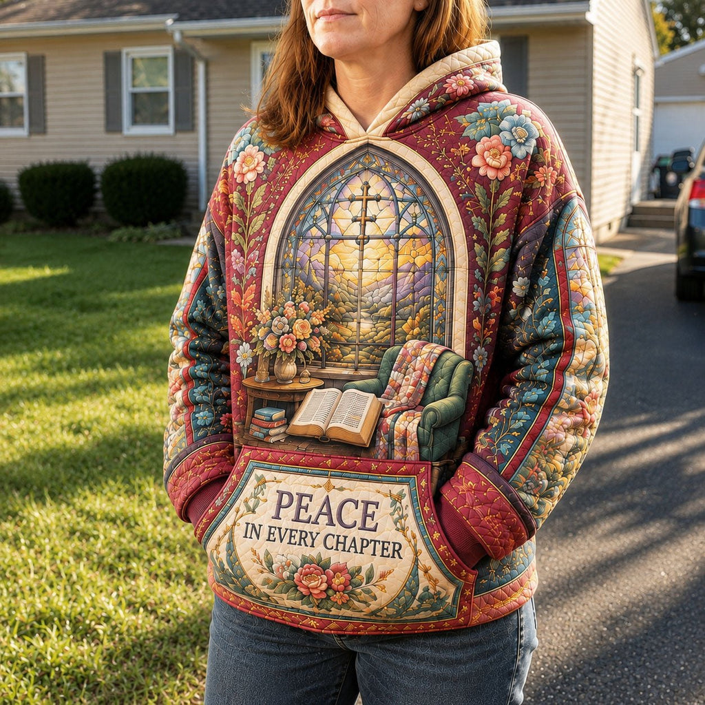 Peace in Every Chapter Christian hoodie, all-over print