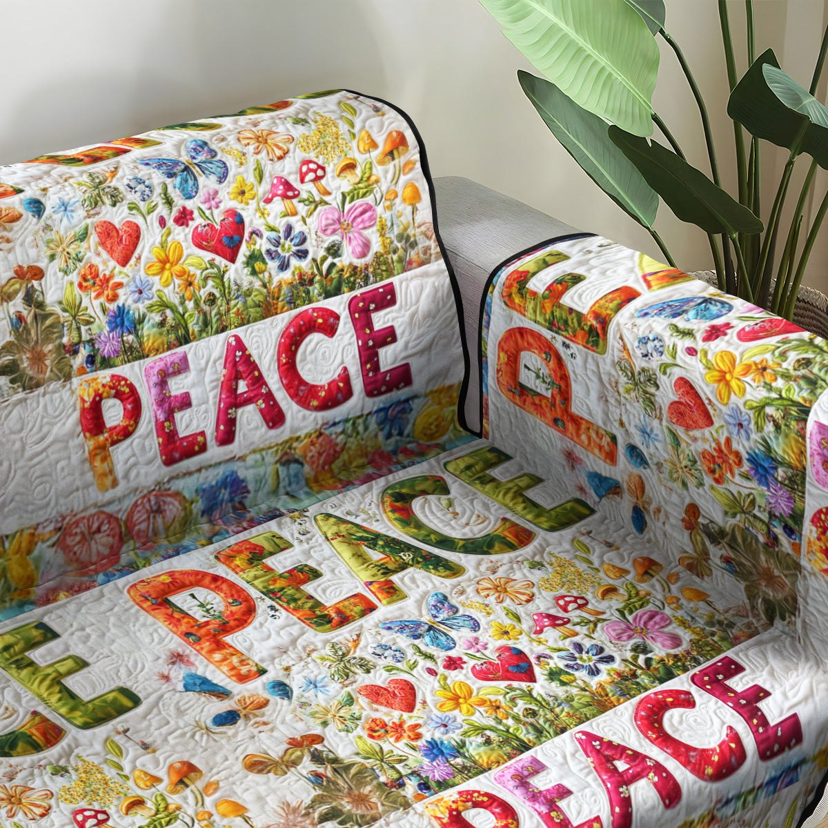Peace and Love Sofa Cover