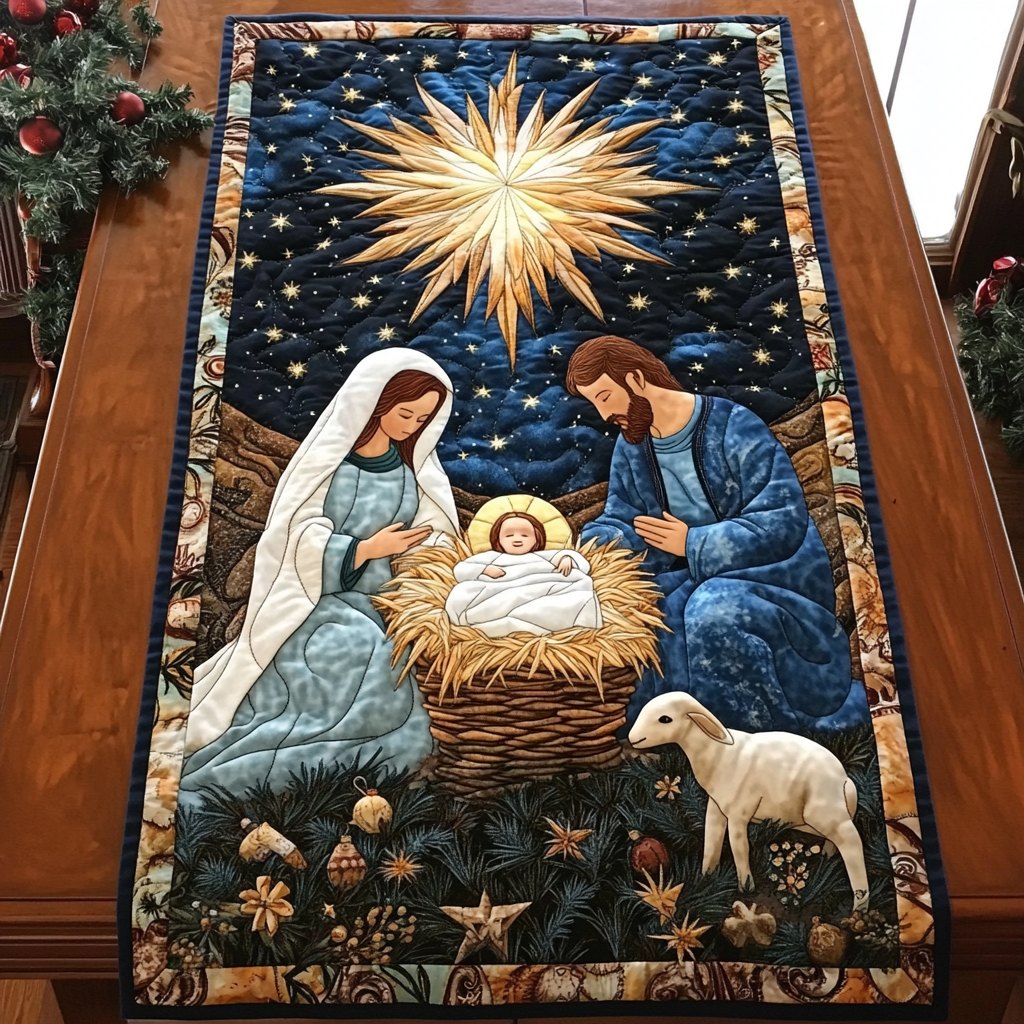 Peaceful Manger Glow Table Runner