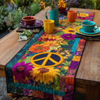 Peace Sign with Sunflowers Table Runner