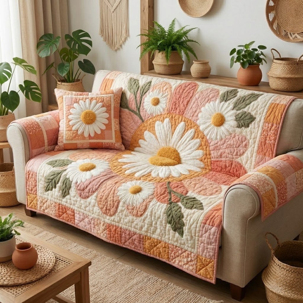 Peachy Petals Sofa Cover