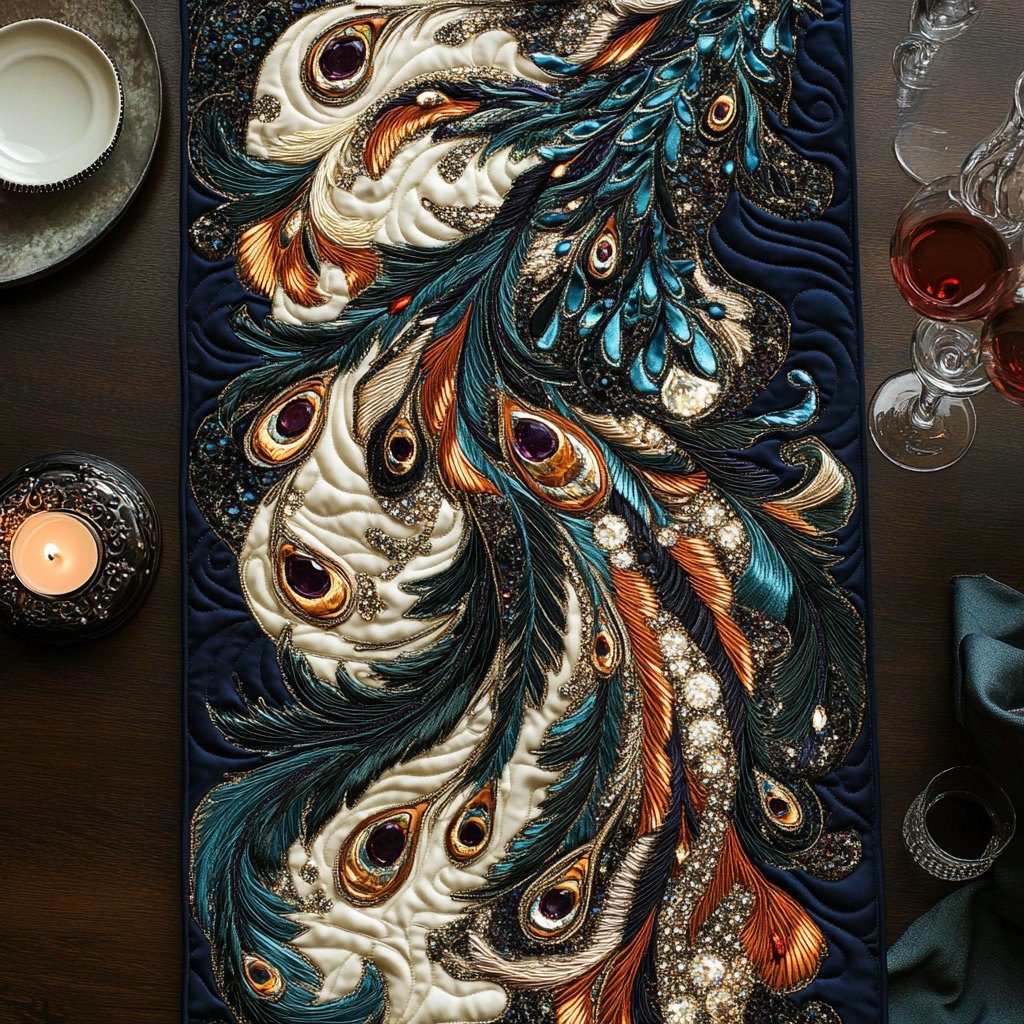 Peacock Feather Table Runner