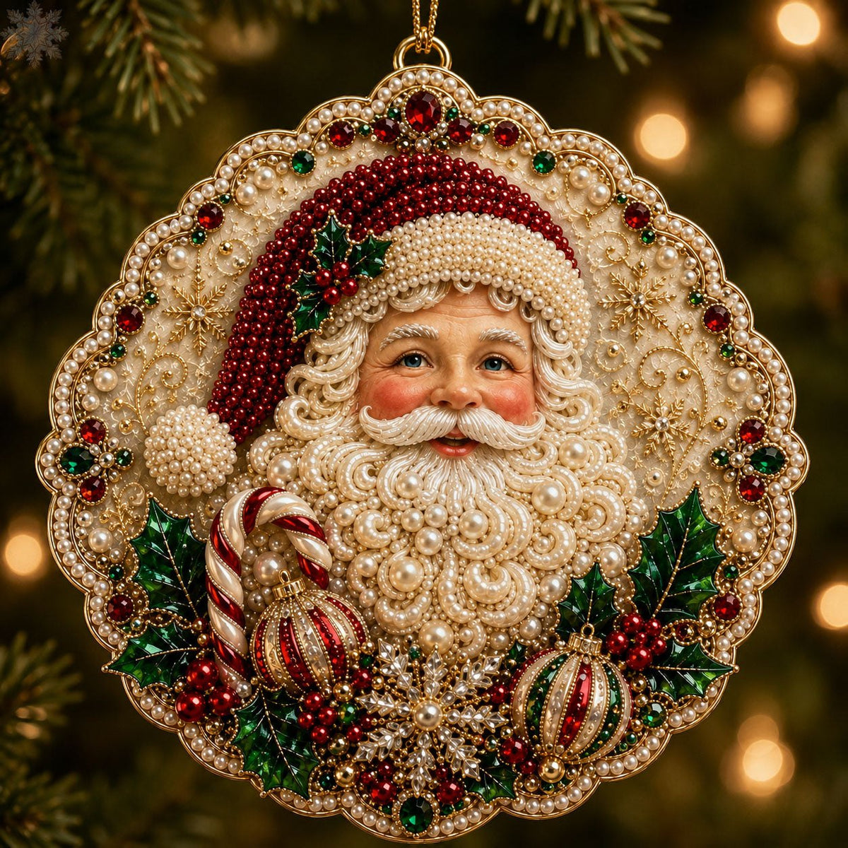 Pearl Santa Christmas Ornament
