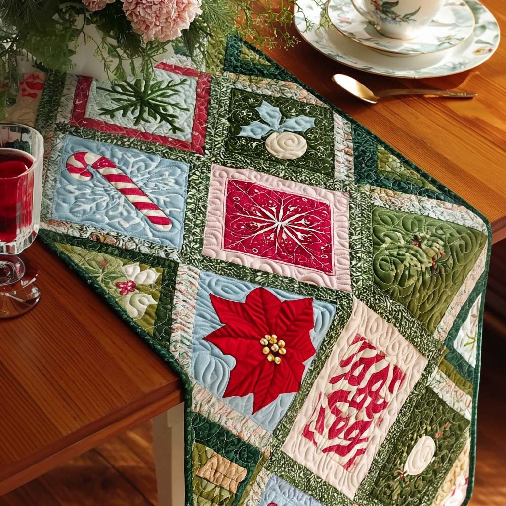 Christmas Blocks with Candy Cane Table Runner