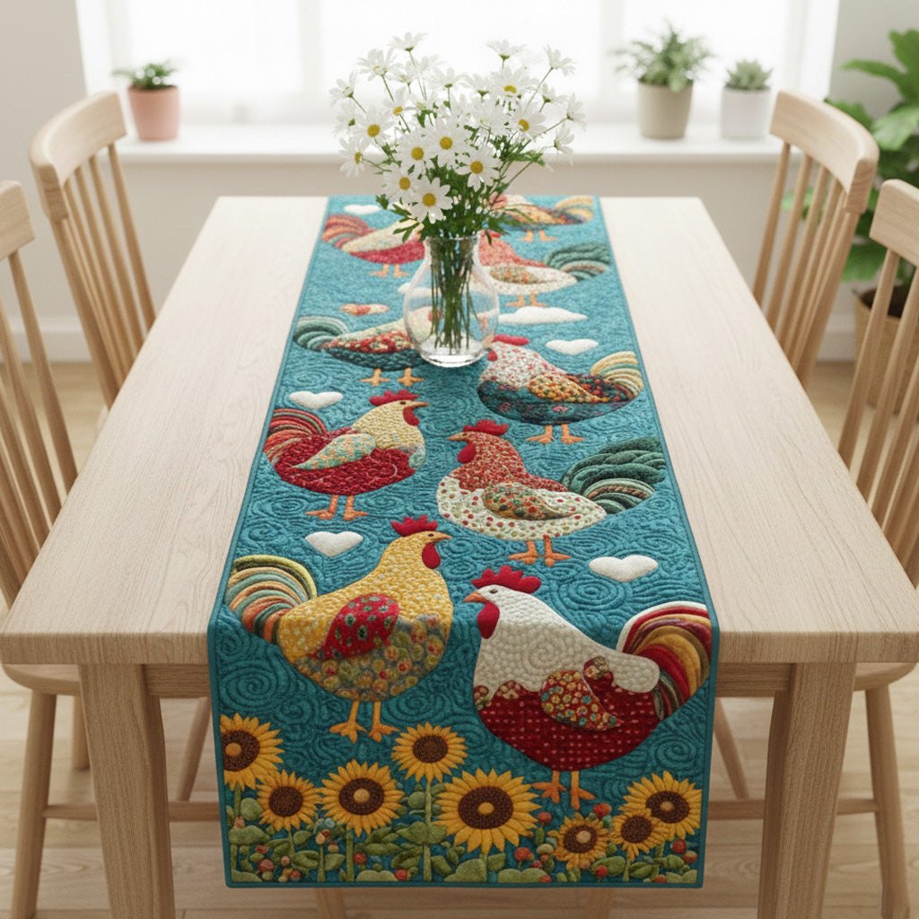 Peppy Poultry Carpet Table Runner