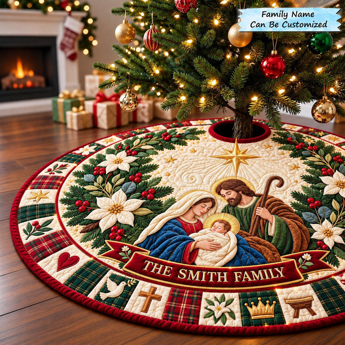 Nativity Manger Story Christmas Tree Skirt