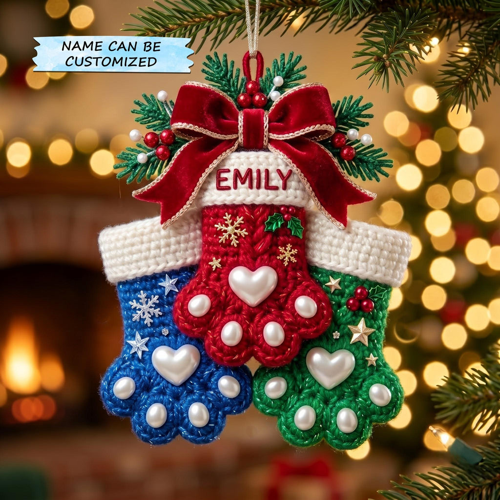 Pet Paw Stocking Christmas Ornament