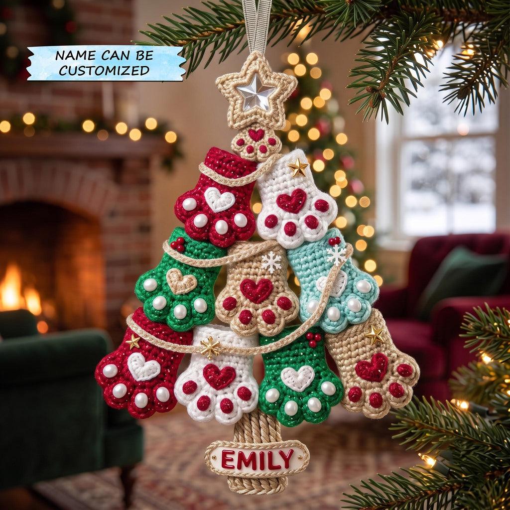 Paw Print Christmas Tree Christmas Ornament