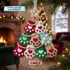Paw Print Christmas Tree Christmas Ornament