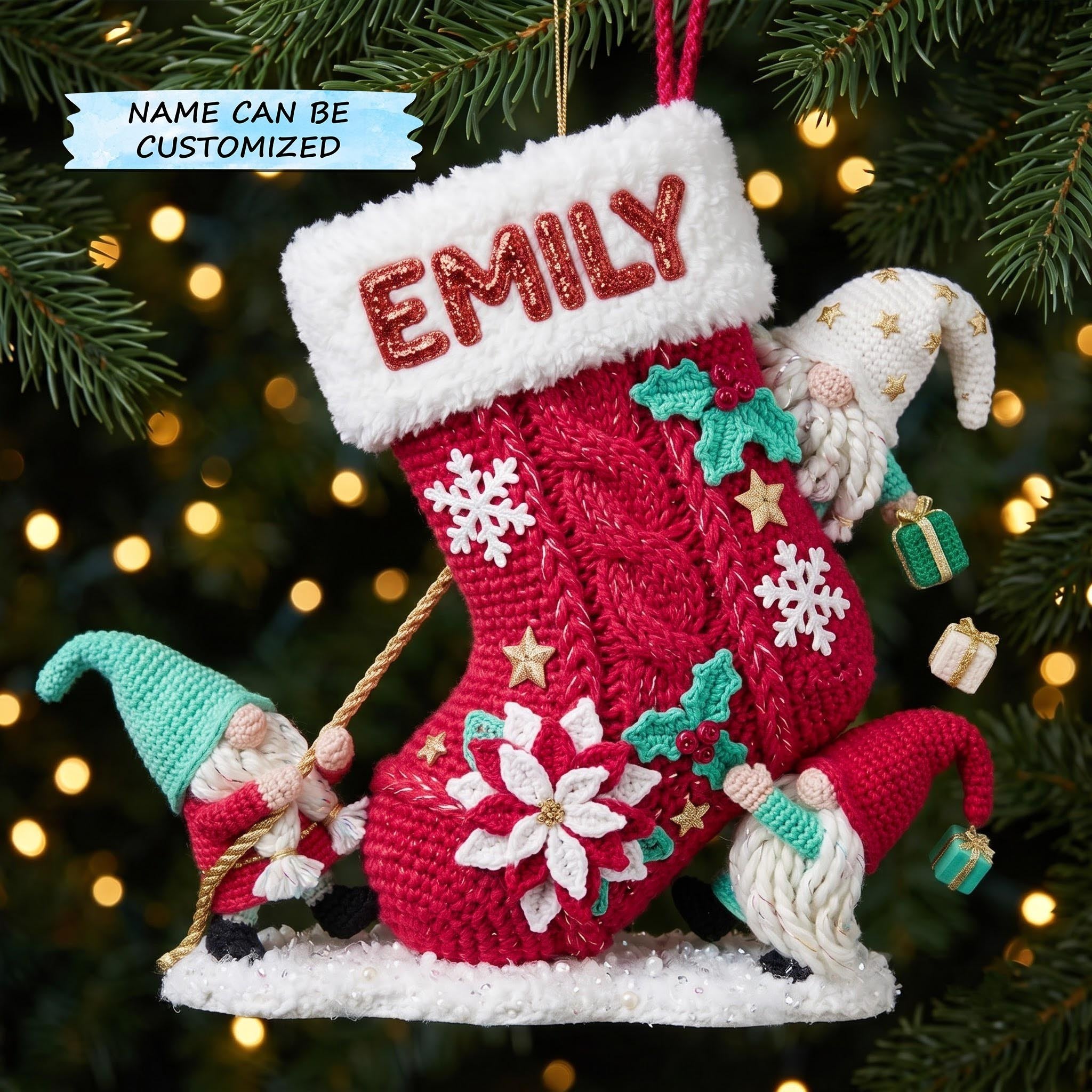 Gnome Boot Stocking Christmas Ornament