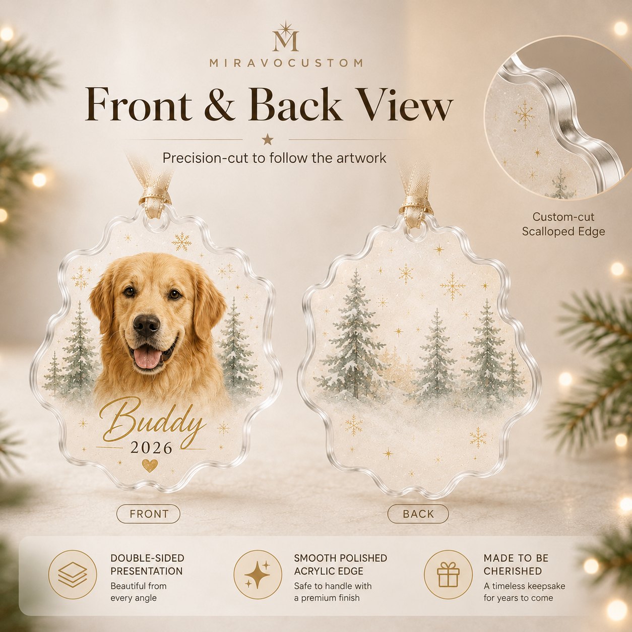 Front and back view, precision-cut to follow the artwork