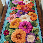 Bright Pink and Orange Blooms Table Runner