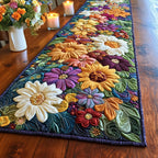 Sunflowers and Daisies on Navy Table Runner