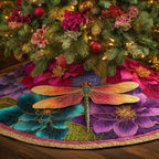Petal Whispers Dragonfly Christmas Tree Skirt